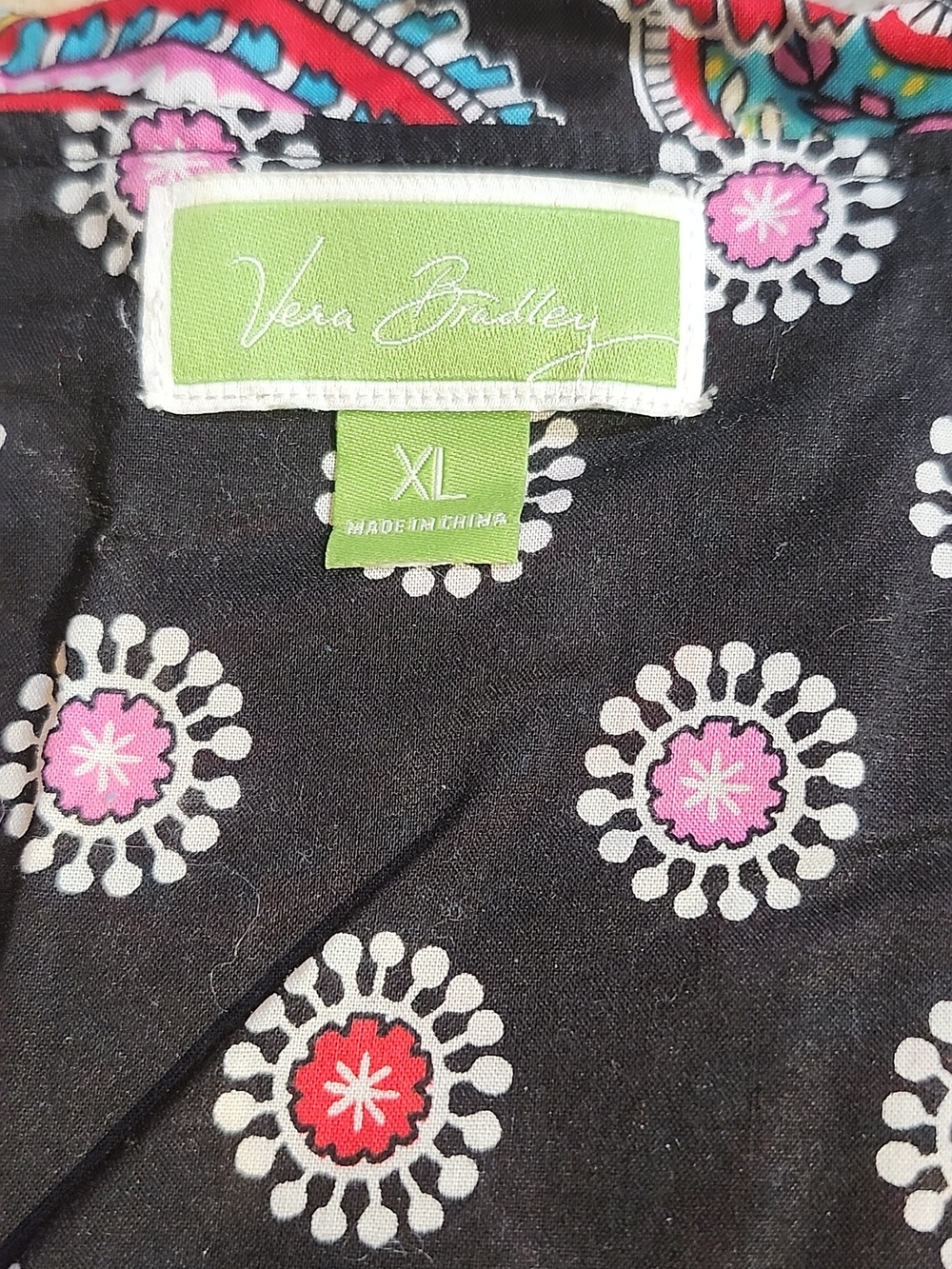 Vera Bradley Black Paisley Print Cotton Blouse XL - Picture 3 of 5